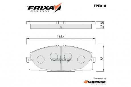 Колодка тормозная дисковая передняя Toyota HIACE (03-07) (SP1376) FRIXA Hankook FPE018
