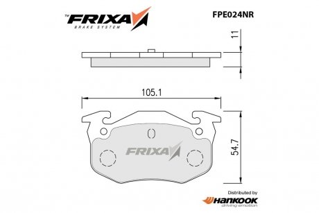 Колодки гальмівні дискові задні Peugeot 206 1.6 (SP1242, SP1812) FRIXA Hankook FPE024NR