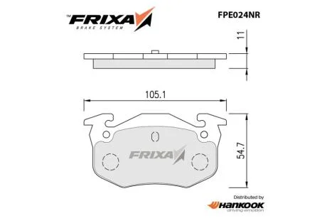 Колодки гальмівні задні Peugeot 206 1.6 (SP1242, SP1812) FRIXA Hankook FPE024NR