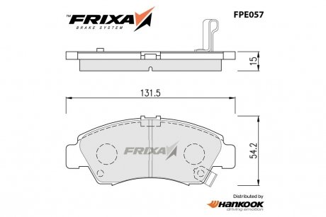 Колодки тормозные дисковые передние Honda CIVIC (SP2032) FRIXA Hankook FPE057