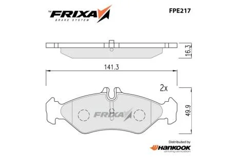 Колодки гальмівні задні Mercedes SPRINTER 2-t(901,902)/ VW LT (97-03) (SP4094) FRIXA Hankook FPE217