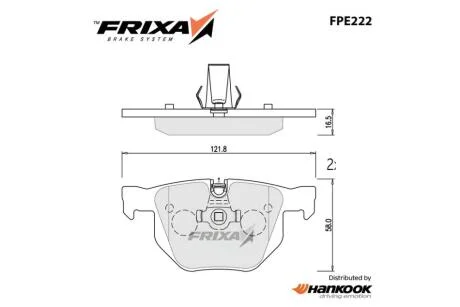 Колодки гальмівні задні BMW 5 SERIES (E61) (SP2157) FRIXA Hankook FPE222