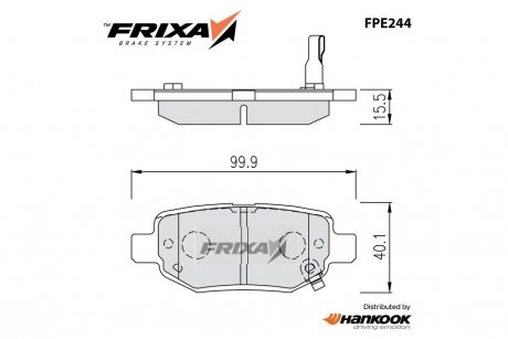 Колодки гальмівні дискові задні CHERY Tiggo (SP2126-R) FRIXA Hankook FPE244