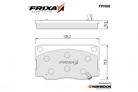 Колодка тормозная дисковая передняя Hyundai HD35, HD65 (10-) (SP1080) FRIXA Hankook FPH08