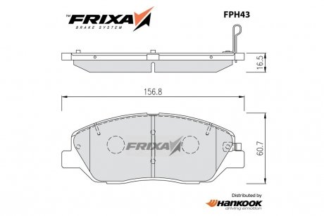 Колодки тормозные передние Hyundai Santa fe (12-) / SsangYong Korando (10-) (SP4102) FRIXA Hankook FPH43