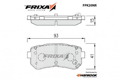Колодки гальмівні дискові задні KIA Picanto (11-) (SP1406) FRIXA Hankook FPK20NR