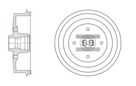 Барабан гальмівний Ланос/Сенс/Нексія (без ABS) з маточиною HI-Q Hi-Q (SANGSIN) 'SD3036