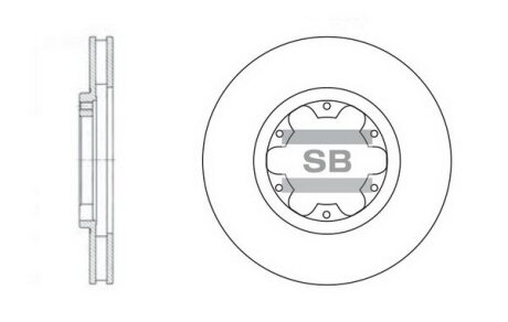Диск гальмівний (кратно 2) передній (вентильований) Nissan Navara D22 (03-) (D=282.7mm) HI-Q Hi-Q (SANGSIN) 'SD4214