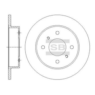 Диск гальмівний (кратно 2) задній Nissan Almera II N16 (00-) (D=257.8mm) HI-Q Hi-Q (SANGSIN) 'SD4236