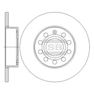Диск гальмівний (кратно 2) задній Audi A3 (06-) (D=259.8mm) (SD5407) HI-Q Hi-Q (SANGSIN) 'SD5407