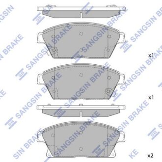 Колодки гальмівні передні Chevrolet Orlando (11-), Volt (11-), Cruze (11-) HI-Q Hi-Q (SANGSIN) 'SP1480