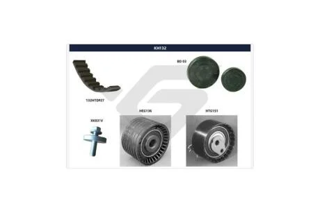 Комплект ремня ГРМ Renault Kangoo I, Clio II, Logan, Duster 1,4-1,6 16V Hutchinson HUTCHINSON KH132