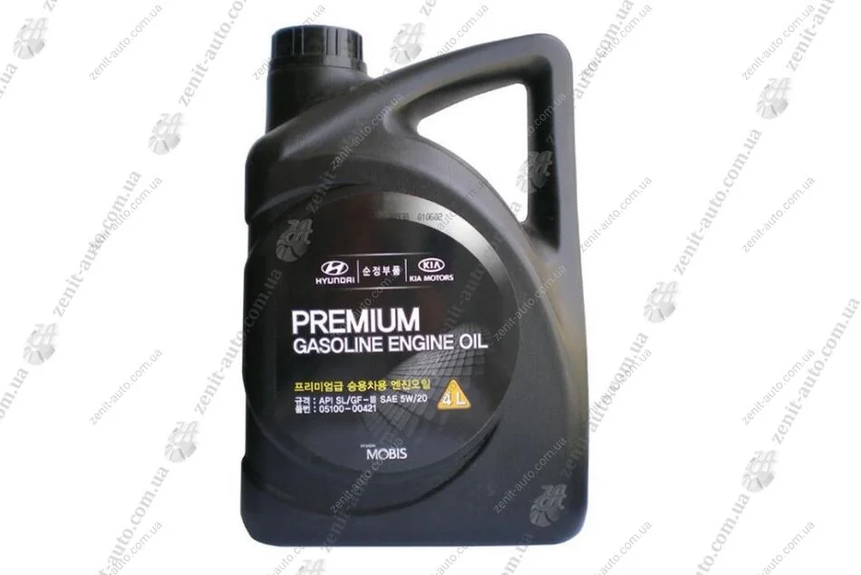 Масло ДВС 5W-20 4 л Premium Gasoline SL/GF-3 п/с Mobis Hyundai/Kia/Mobis 05100-00421 (фото 1)