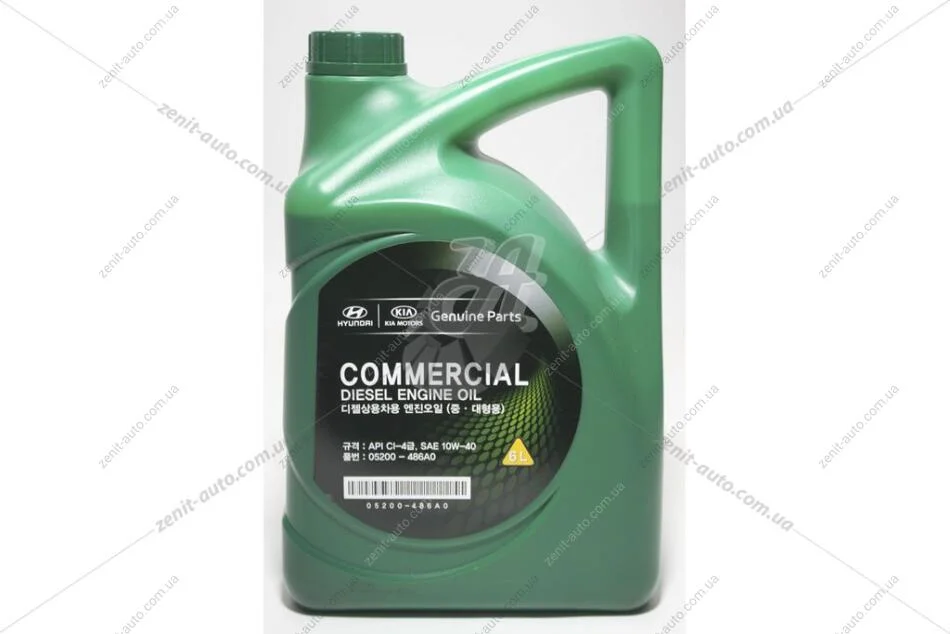 Олива ДВС 10W-40 6 л Commercial Diesel CI-4 нп/с Mobis Hyundai/Kia/Mobis 05200-486A0 (фото 1)