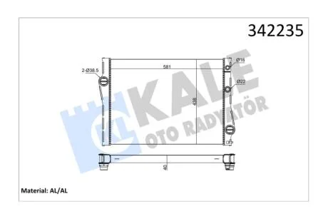 Радиатор охлаждения двигателя BMW X5 (E70, F15), X6 (E71, F16) (06-) 2.0i, 3.0i, 3.0D KALE OTO RADYATOR Kale '342235
