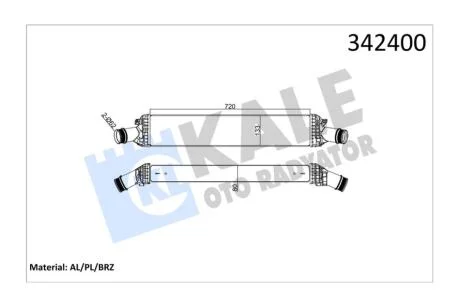 Інтеркулер AudI A4, A5, A6, A7, A8, Q5 (07-) 1.8 TFSi, 2.0, 2.7, 3.0 Tdi OTO RADYATOR Kale '342400