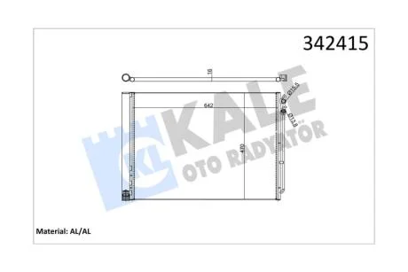 Радиатор кондиционера BMW 5 F10 (10-) KALE OTO RADYATOR Kale '342415