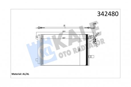 Радіатор кондиціонера Volkswagen Multivan V, Transporter V Condenser OTO RADYATOR Kale 342480