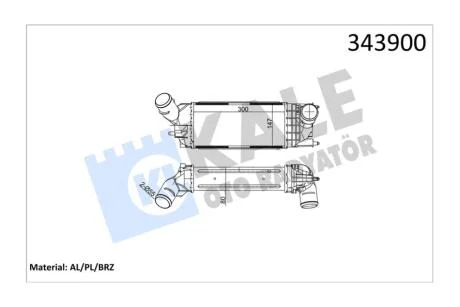 Інтеркулер Citroen C5 (08-)/Peugeot 407 (04-) 1.6 Hdi, 2.0 Hdi OTO RADYATOR Kale 343900