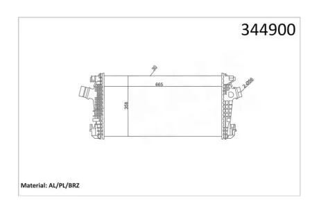 Интеркулер Opel Astra J (09-)/Chevrolet Cruze (12-) 1.6, 1.7, 2.0 CDTi KALE OTO RADYATOR Kale 344900
