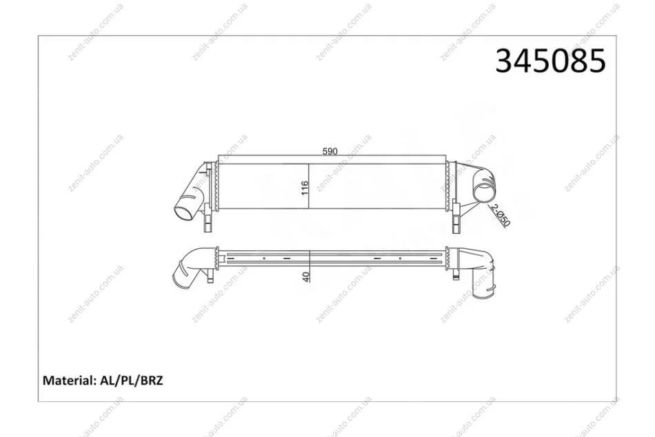 Интеркулер (590x116x40) Renault Logan (05-), Duster (10-) 1.5 dCi KALE OTO RADYATOR Kale 345085 (фото 1)