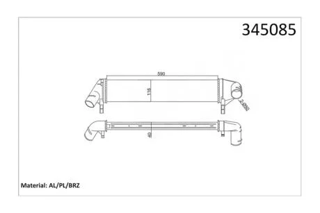 Інтеркулер (590x116x40) Renault Logan (05-), Duster (10-) 1.5 dCi OTO RADYATOR Kale 345085