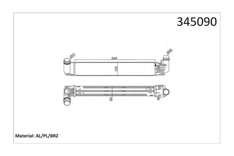 Інтеркулер (656x105x80) Renault Duster (10-) 1.5 dCi OTO RADYATOR Kale 345090