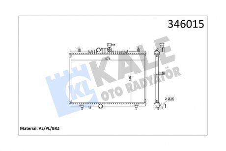 Радиатор охлаждения двигателя Renault Koleos (08-) 2.0i/2.5i OTO RADYATOR Kale 346015
