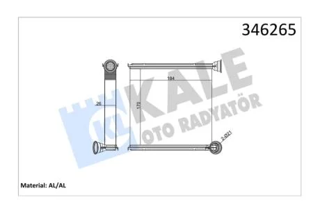 Радіатор отопителя Audi A3 (12-), Q3 (19-)/Seat Leon (13-)/Skoda Octavia (13-)/VW Caddy (21-), Golf (13-) (ver. Valeo) KALE OTO RADYATOR Kale 346265
