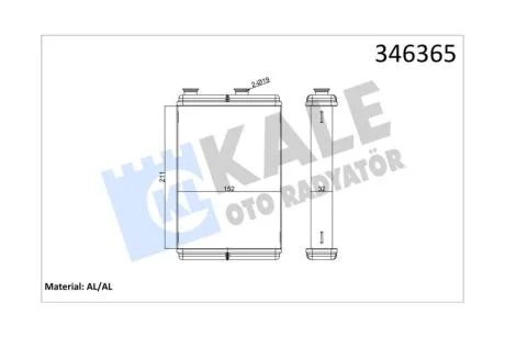 Радиатор отопителя Fiat Doblo (01-), Punto (00-) KALE OTO RADYATOR Kale '346365