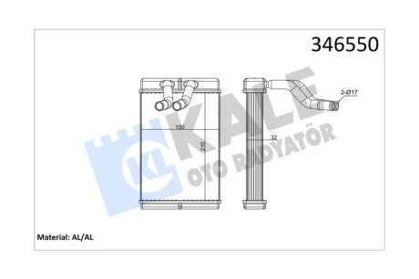 Радиатор отопителя Hyundai H-1 (98-) KALE OTO RADYATOR Kale 346550