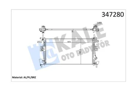 Радіатор охолодження двигуна (паяний) Ford Focus III (11-) 1.6i, 2.0 GDi KALE OTO RADYATOR Kale 347280