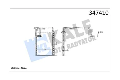 Радиатор отопителя Hyundai Sonata (05-) KALE OTO RADYATOR Kale '347410
