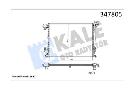 Радиатор охлаждения двигателя (паяный) Hyundai Tucson, Ix35 (10-)/KIA Sportage (10-) АКПП 2.0i, 2.4i KALE OTO RADYATOR Kale 347805