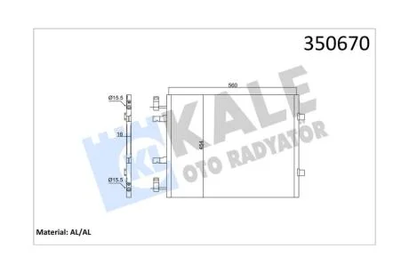 Радиатор кондиционера (560x454x16) Renault Trafic II/Opel Vivaro/Nissan Primastar (06-) 2.0 dCi KALE OTO RADYATOR Kale 350670