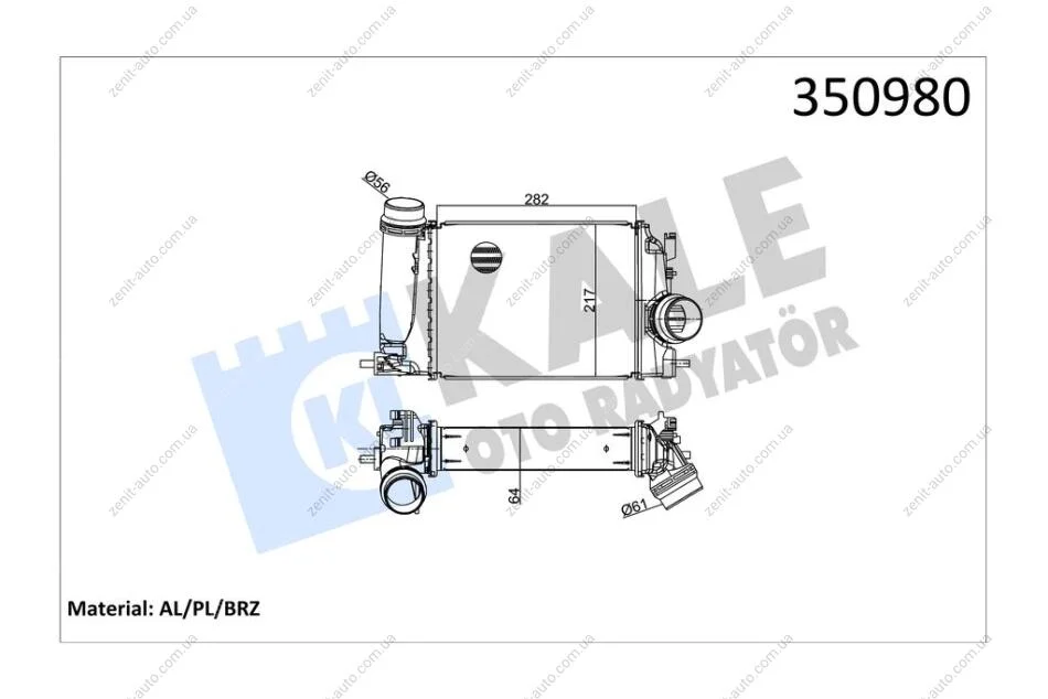 Интеркулер Renault Kadjar (15-), Megane IV (16-)/Nissan Qashqai (14-), X-Trail (14-) 1.5 dCi KALE OTO RADYATOR Kale '350980 (фото 1)