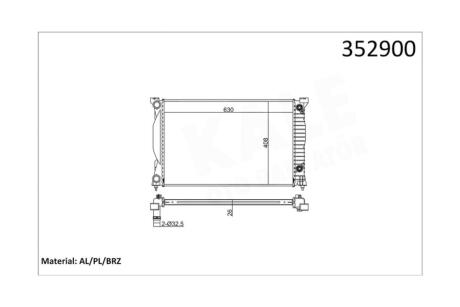 Радиатор охлаждения двигателя (паяный) Audi A4 (B6, B7) (01-)/Seat Exeo (09-) OTO RADYATOR Kale 352900