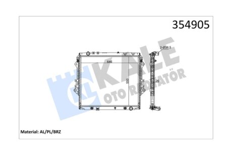 Радіатор охолодження двигуна (паяний) Toyota Hilux VIII (15-) 2.4D, 2.8D OTO RADYATOR Kale '354905