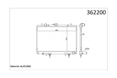 Радіатор охолодження двигуна (паяний) Mitsubishi L 200 (97-) 2.5D OTO RADYATOR Kale 362200
