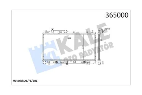 Радиатор охлаждения двигателя (паяный) Subaru Impreza (07-), Legacy (04-), XV (12-) 1.5i, 1.6i, 2.0i, 2.5i KALE OTO RADYATOR Kale '365000