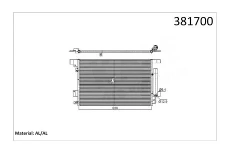 Радиатор кондиционера Mitsubishi ASX (09-), Lancer (08-), Outlander II (06-)/Citroen C4 Aircross (12-) KALE OTO RADYATOR Kale 381700