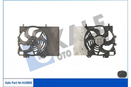 Вентилятор охолодження радіатора з кожухом Peugeot 207, 208, 301, 1007, 207 Cc, 207 Sw, 308 Sw OTO RADYATOR Kale 419800 (фото 1)
