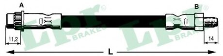 Шланг гальмівний задній правий Renault Clio (III,IV), Kangoo (97-) (L=215mm) LPR '6T46776