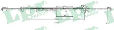 Трос ручника лівий Citroen Berlingo (96-)/ Peugeot Partner (96-15) (L=1745/1405mm) (C0093B) LPR 'C0093B