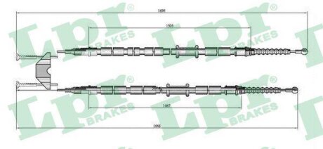 Трос ручника Opel Astra H (L=1680/1495/1650mm) LPR 'C0538B