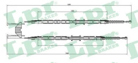 Трос ручника Opel Astra H (L=1680/1495/1650mm) (C0538B) LPR 'C0538B