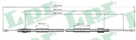 Трос ручника Citroen C4 I/ Peugeot 307 (L=2115/1315mm) (C0621B) LPR 'C0621B