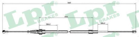 Трос ручника Skoda Fabia (I,II)/ VW Polo IV (L=1640/1045mm) LPR 'C0808B
