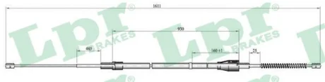 Трос ручника Skoda Fabia (I,II)/ VW Polo IV (L=1580/930mm) (C0809B) LPR 'C0809B