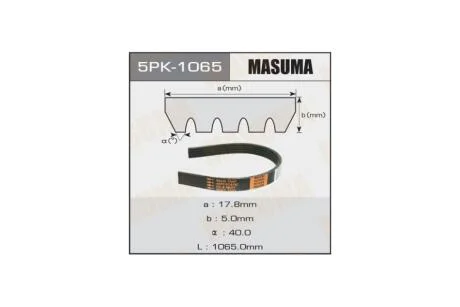 Ремінь поліклінової (5PK-1065) MASUMA 5PK1065